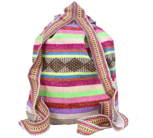 Baja Backpack - Brown Diamond Neon Yellow Pink