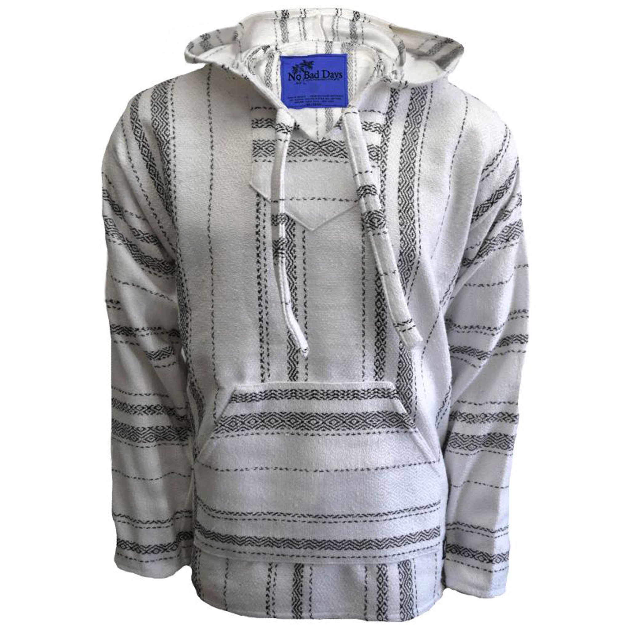 White Black Diamond Stripe Baja Hoodie