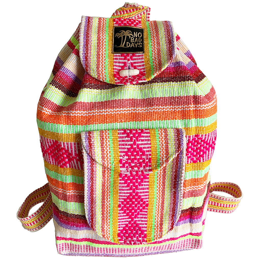 Baja Backpack - Fuchsia Neon Yellow Orange Stripes