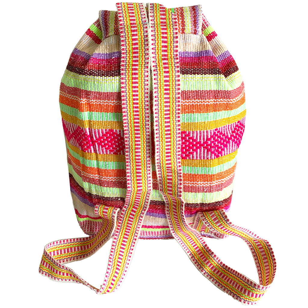 Baja Backpack - Fuchsia Neon Yellow Orange Stripes