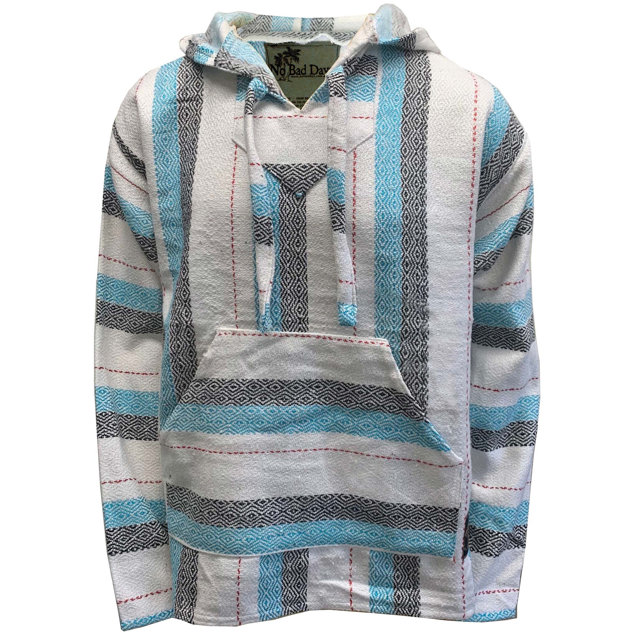 White Blue Black With Red Dash Diamond Baja Hoodie