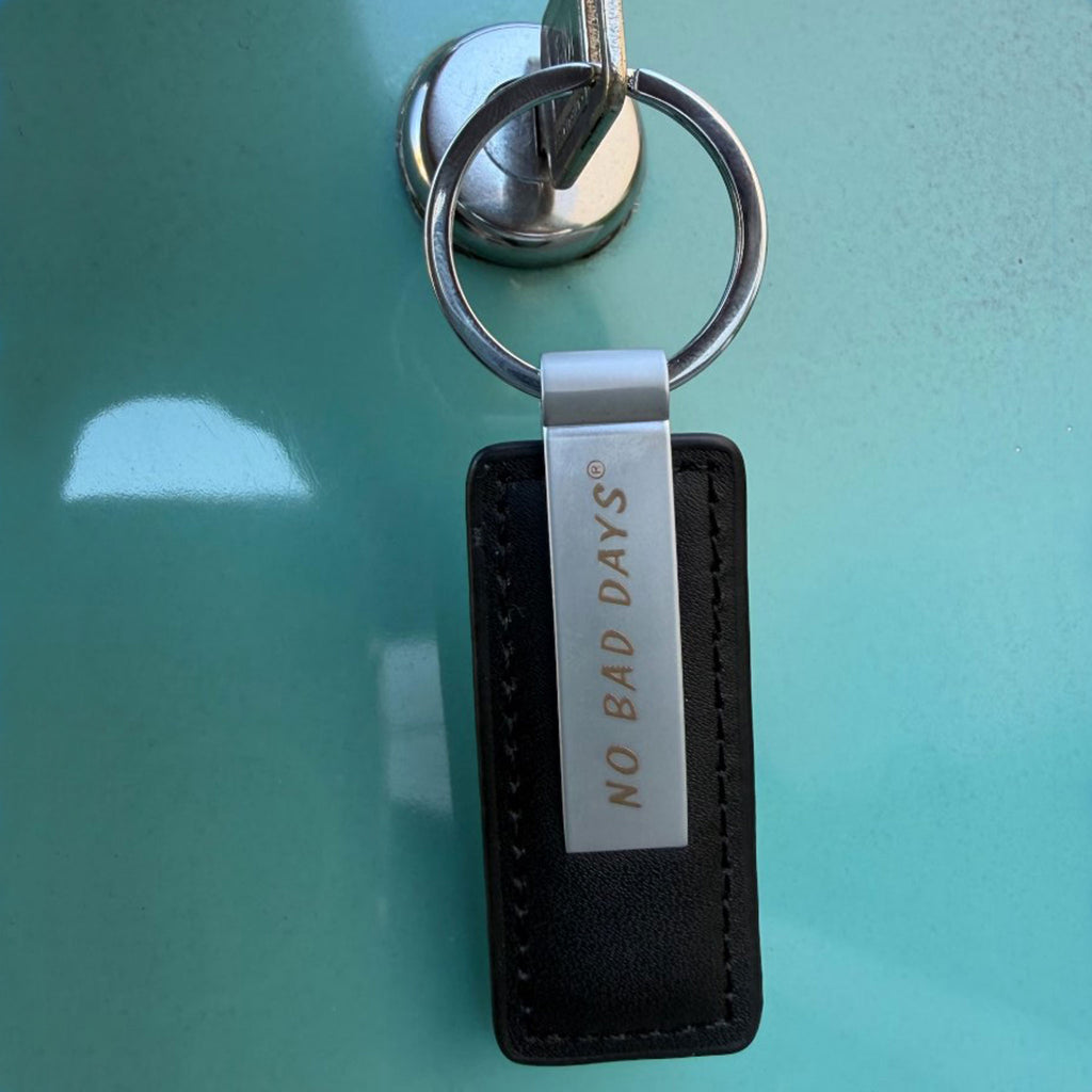 Engraved Metal & Leather Keychain