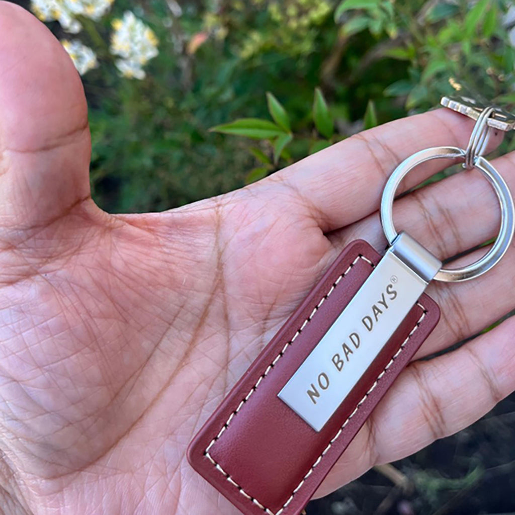Engraved Metal & Leather Keychain