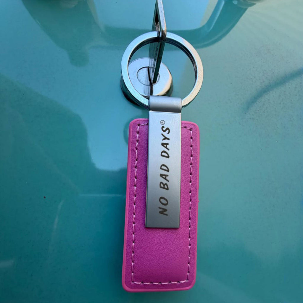 Engraved Metal & Leather Keychain