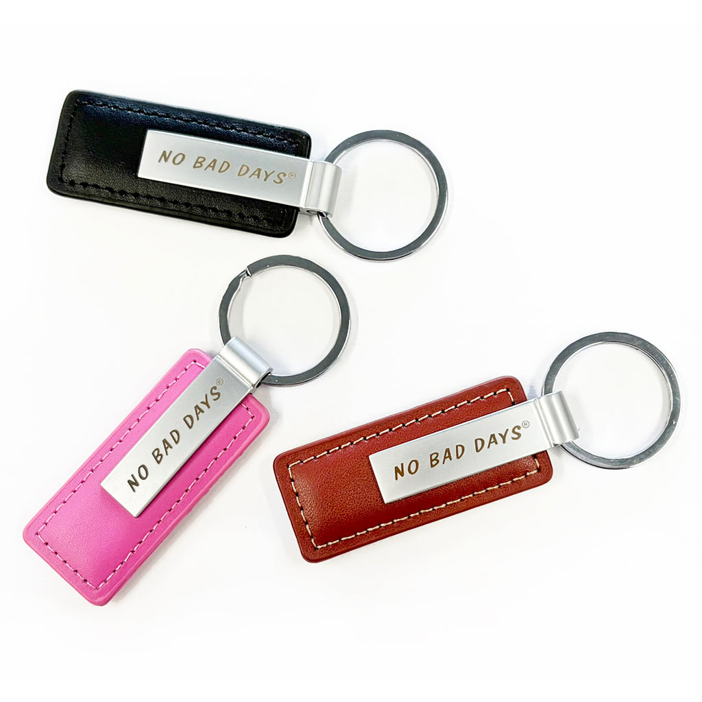 Engraved Metal & Leather Keychain