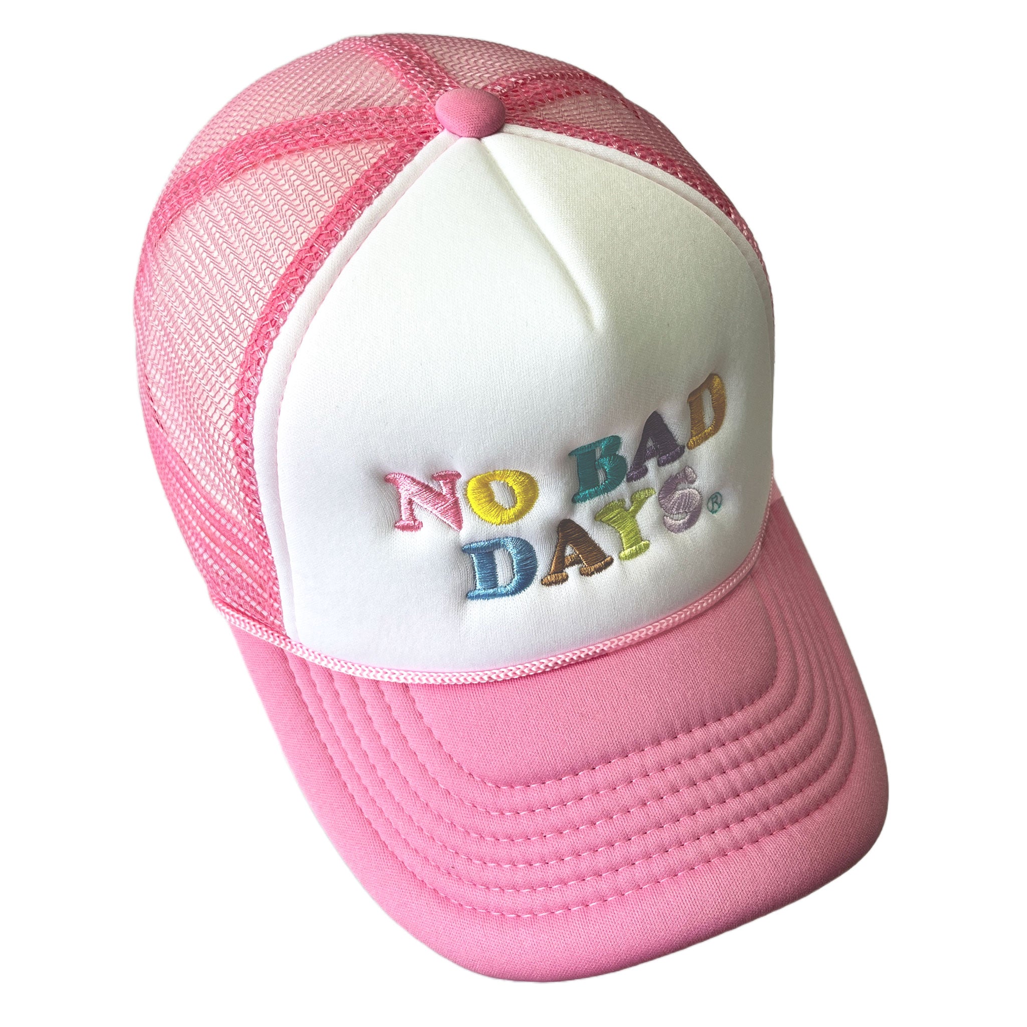Mesh Back Pink & White Trucker Hat